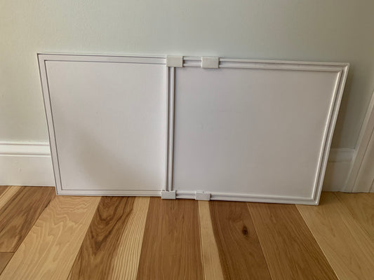 White Easy AC Screen on a wooden floor against a neutral wall