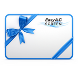 Rectangular gift card with blue ribbon and 'Easy A-C Screen' text on a white background